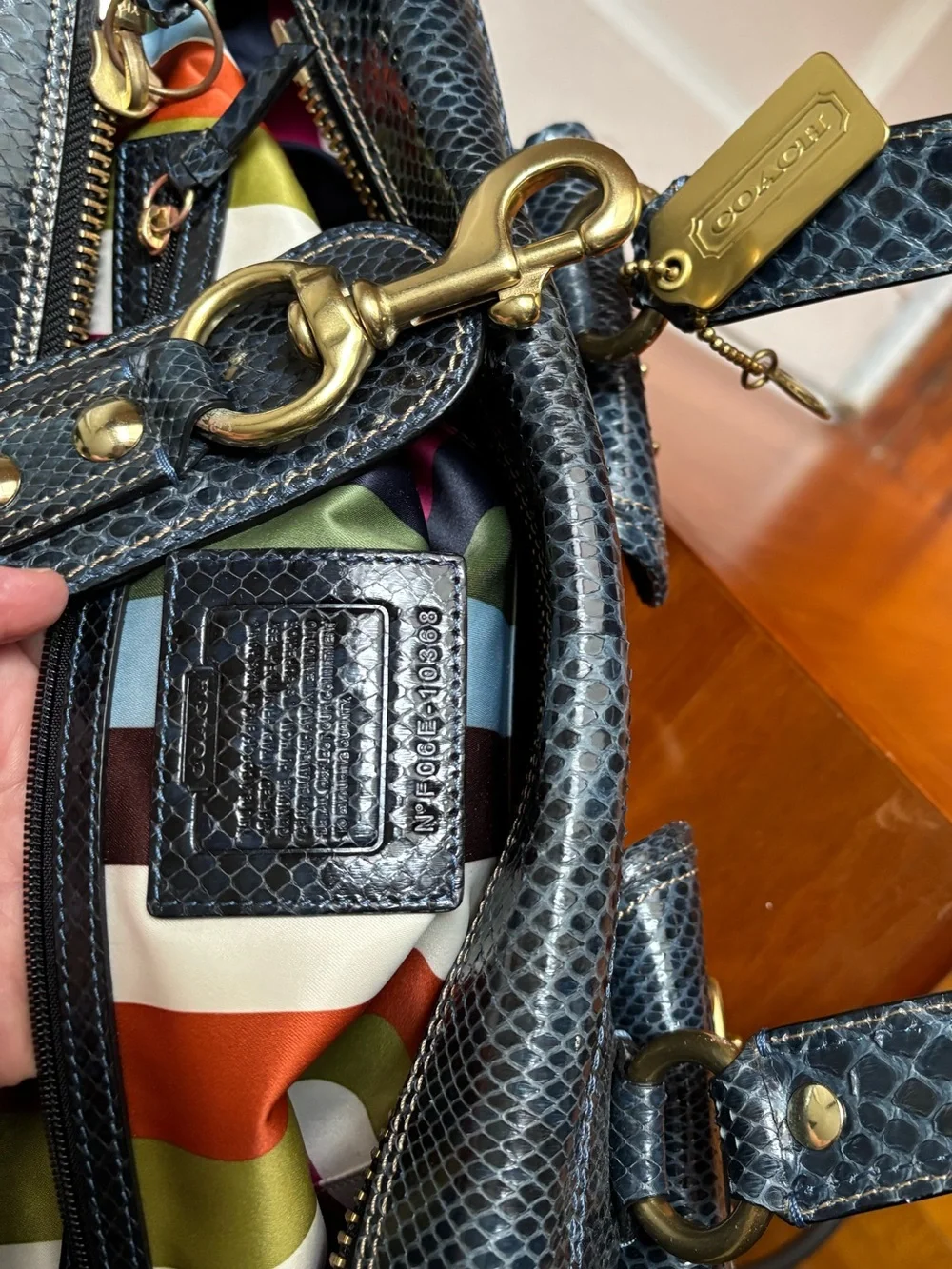 Coach Limited Legacy Exotic Mandy Satchel in Midnight Blue Python Leather #10368